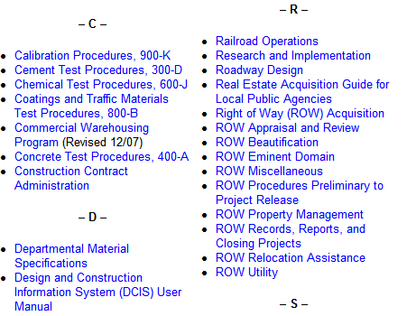 TxDOT Manuals