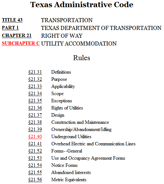 Utility Accommodation Rules