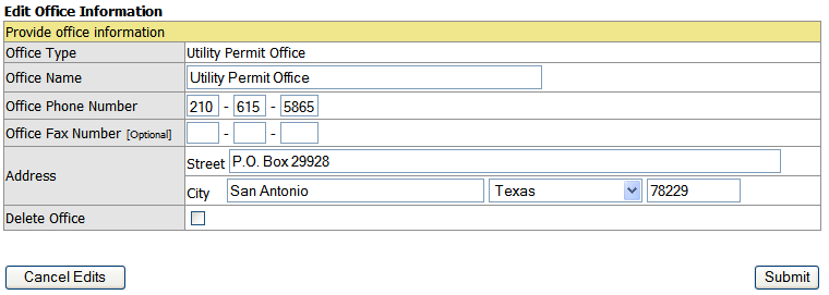 Edit Office Information