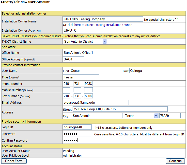 User Registration Form